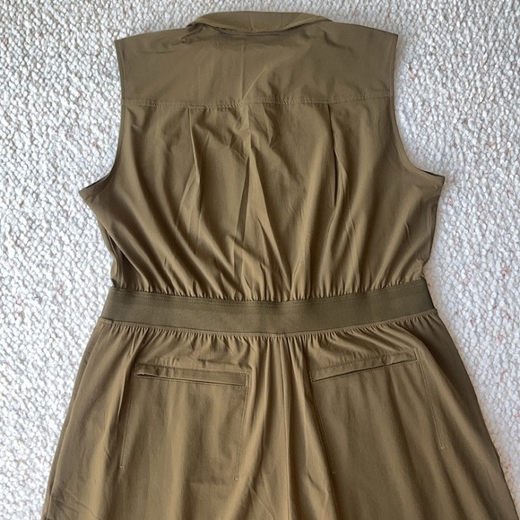 Athleta Brooklyn Heights Sleeveless Wide Leg Zip Jumpsuit Acacia Olive Green 16 - Picture 7 of 9